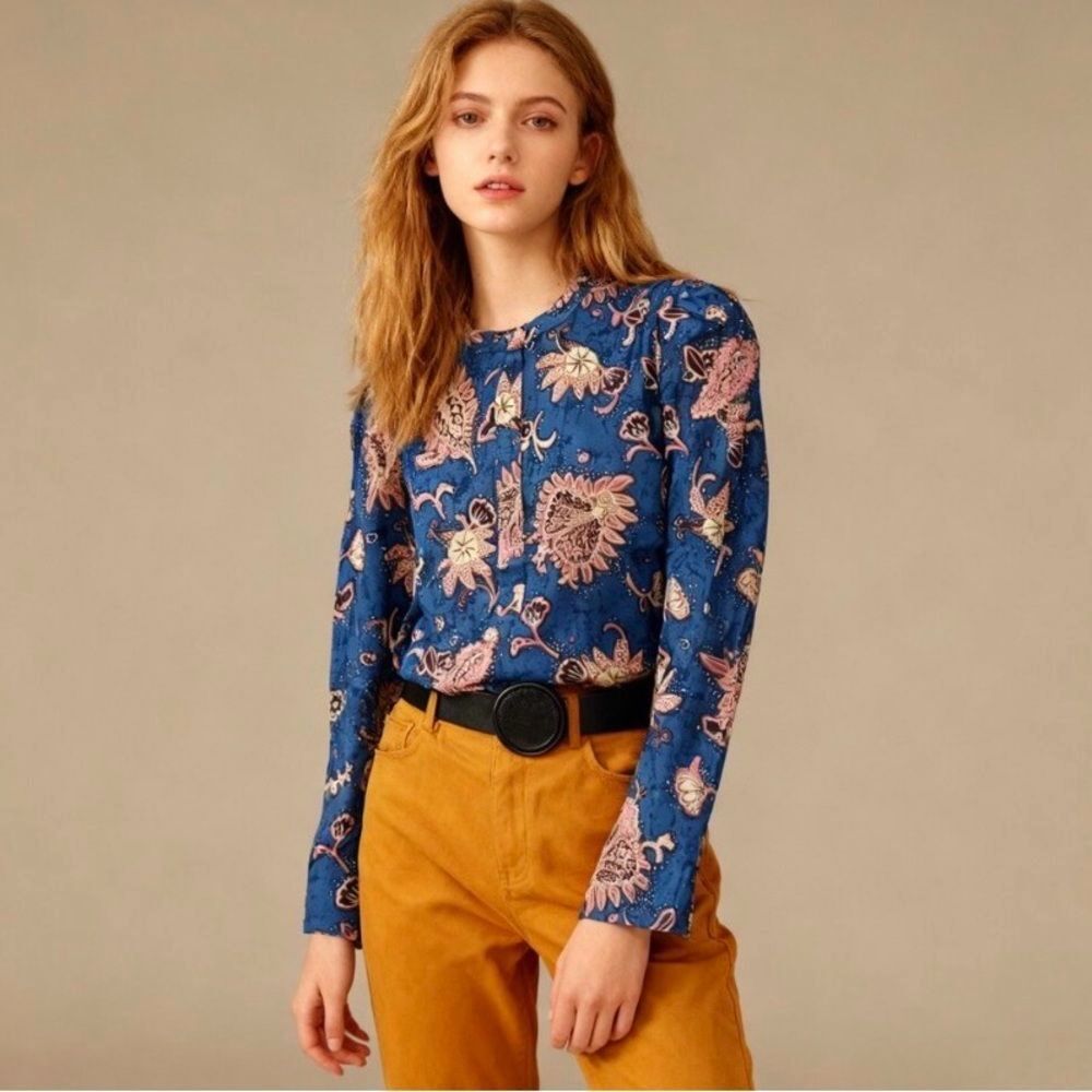 A.L.C. Marci paisley long sleeve blouse blue and pink size 2